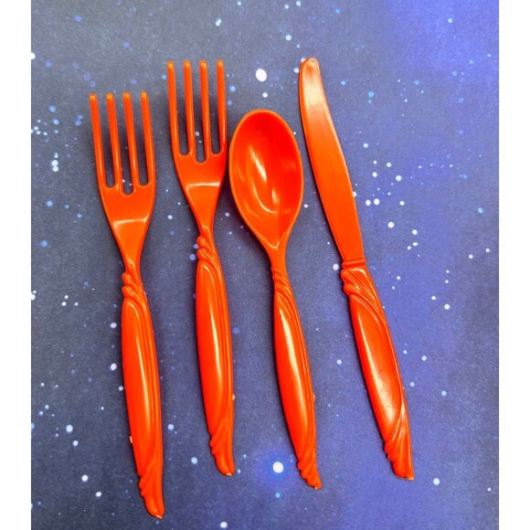 Vintage Irwin Plastic Doll Dishes Set Coffee Tea Japanese Style Black Orange - Picture 9 of 16